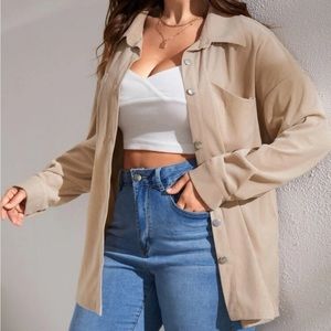 Khaki Drop Shoulder Shirt Jacket with Chest Pockets NWOT